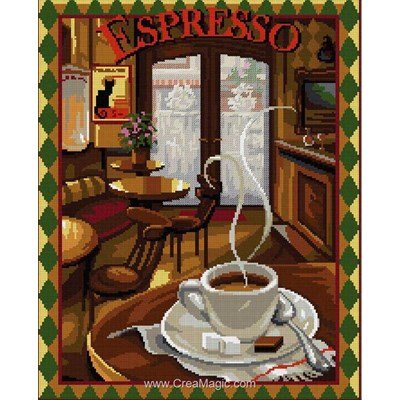 Rafael Angelot broderie au point de croix point compté café espresso