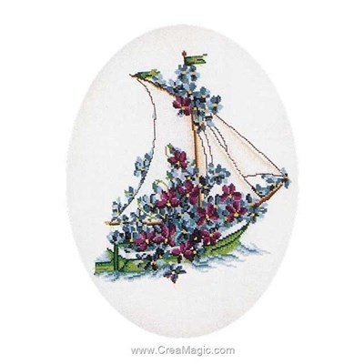 Kit à broder au point de croix Thea Gouverneur poetry yacht-flowers sur aida
