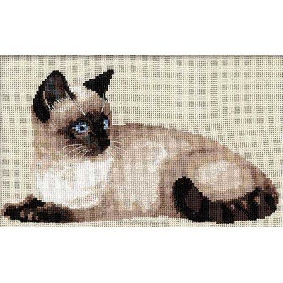 Tableau broderie point de croix RIOLIS chat siamois couché