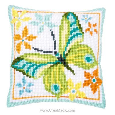 Coussin Vervaco au point de croix papillon light