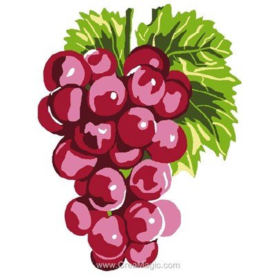 Kit canevas avec fils grappe de raisin rouge - Luc Création