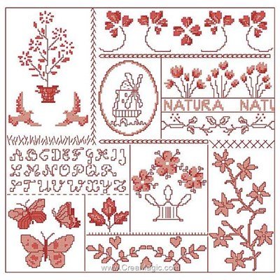 Broderie au point de croix compté sampler nature de Planète Mauve