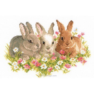 Trio de lapins le point de croix - Vervaco
