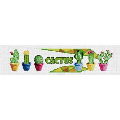 Tableau broderie point de croix cactus en pots de Luc Création