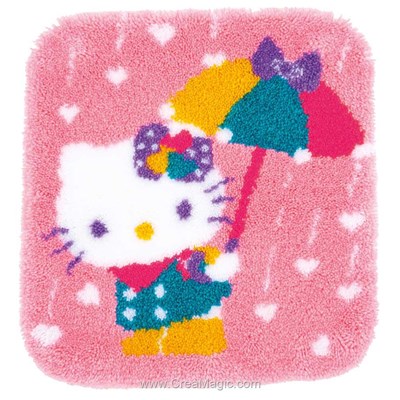 Kit tapis point noué hello kitty et le parapluie - Vervaco