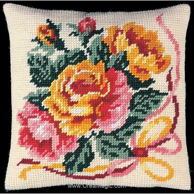 Kit coussin SEG roses et rubans au demi point