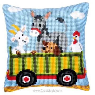 Coussin au point de croix Vervaco les animaux de la ferme 2