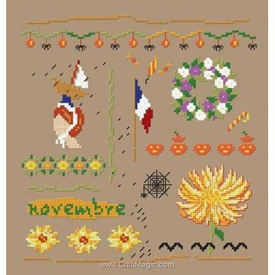 Broderie au point de croix compté le mois de novembre - Un Point Pour Toi