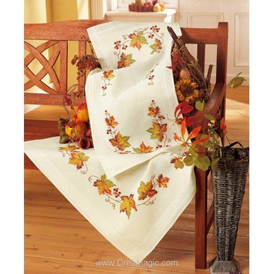 Nappe feuilles d'automne en broderie traditionnelle - Vervaco 2290-90196