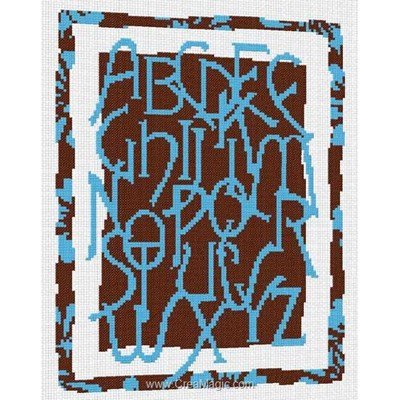 Aux 4 Points Du Monde broderie au point de croix compté caligraphie turquoise