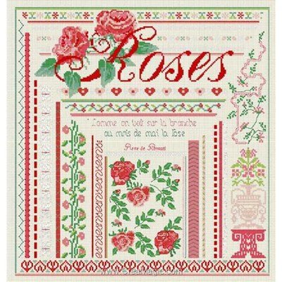 Modèle broderie au point de croix Anagram roses vintage
