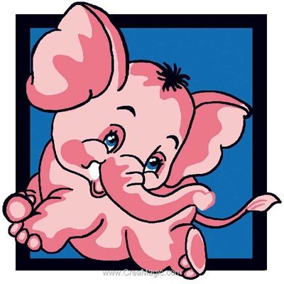 Kit canevas a broder pour enfants l'éléphant rose de Luc Création
