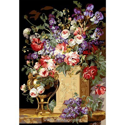 Corbeille et vase de fleurs canevas de SEG