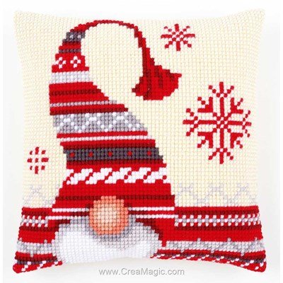 Coussin lutin et cristaux de neige au point de croix - Vervaco