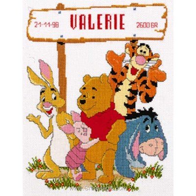 Broderie naissance Vervaco l'arrivée avec winnie et ses amis - disney