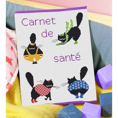 Kit protège carnet de santé pour bébé Princesse à broder cats en couleur