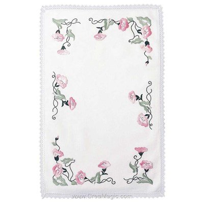 Napperon en broderie traditionnelle les fleurs roses d'Avila