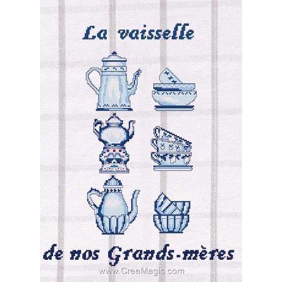 Marie Coeur broderie au point de croix point compté la vaisselle bleue de nos grands-mères