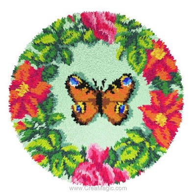 Kit tapis point noue les fleurs au papillon - Orchidea