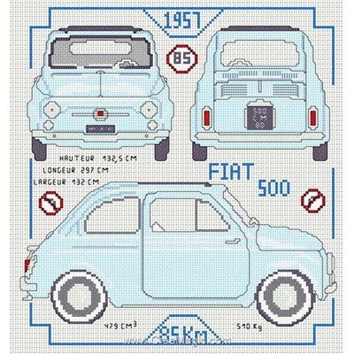 Kit point de croix d'Anagram à broder fiat 500