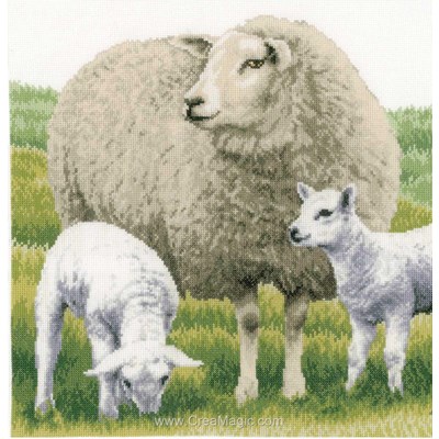 Kit broderie de Lanarte au point de croix mes bons moutons - aida