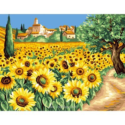 Rafael Angelot canevas le villages aux tournesols