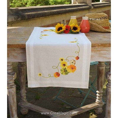 Nappe en kit au point de croix imprimé potirons et tournesols de Vervaco