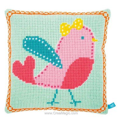 Coussin petit oiseau au point de croix de Vervaco