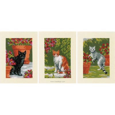 Point de croix compté Vervaco les chats entre les fleurs - lot 3