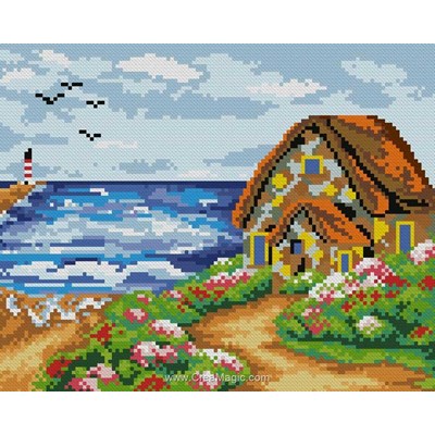 Broderie diamant house near the sea de Diamond Painting