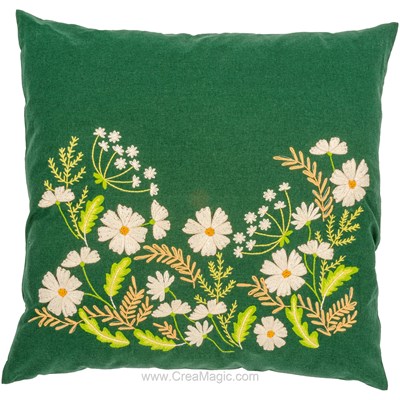 Coussins broderie Traditionnelle - Fleurs blanches - Vervaco