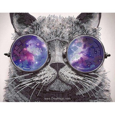 Kit broderie diamant Diamond Painting cat with glasses