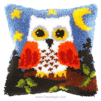 Kit coussin point noué hibou au clair de lune - Orchidea