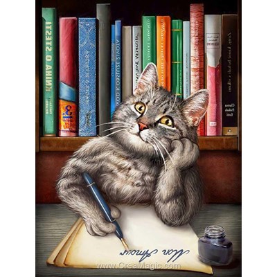 Broderie diamant le chat écrivain - Diamond Painting