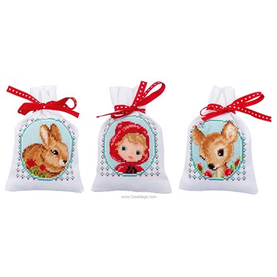 Kit sachet de senteur à broder petit chaperon et animaux de la forêt - lot de 3 de Vervaco