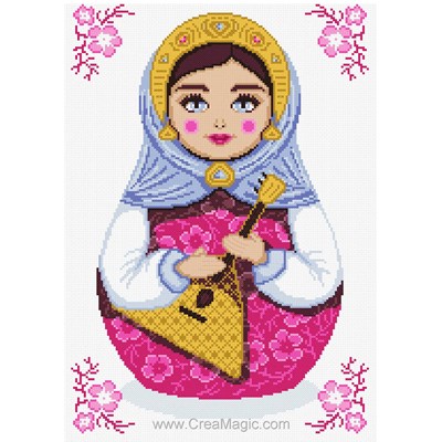 Broderie Pays étrangers - Matriochka guitare - Marie Coeur