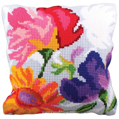 Kit Coussin Canevas - Stylish Flowers - Collection d'art