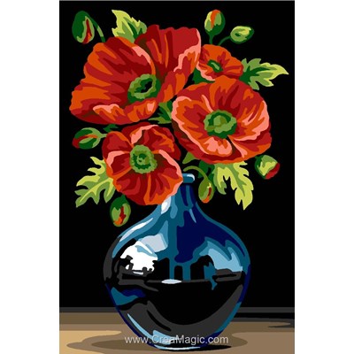 Vase bleu de pavots canevas de SEG