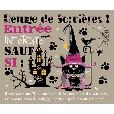 Refuge de sorcières grille au point de croix - Isabelle Haccourt Vautier