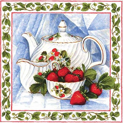 Broderie diamant tea with strawberries de Diamond Painting