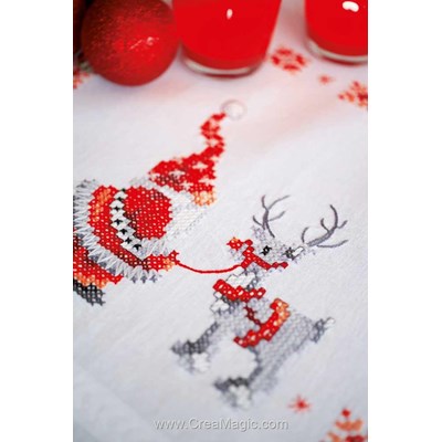 Kit Point De Croix "Les Lutins De Noël" Vervaco - Tissu, Fils, Aiguille Et Instructions, Motif Blanc, Activité Créative