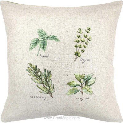 Kit coussin à broder au point de croix compte mes plantes aromatiques - Luca-S