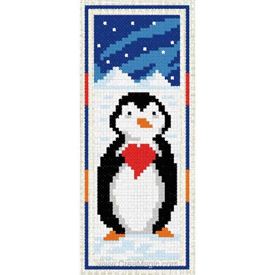 Marque pages coeur de pingouin à broder Luc Création
