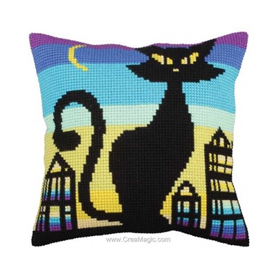 Kit coussin Collection d'art au point de croix silhouette de chat design