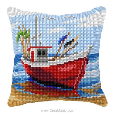 Kit coussin point de croix bateau amaré d'Orchidea