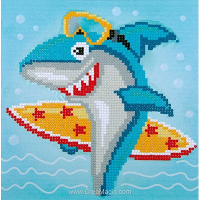 Broderie diamant le requin surff de Vervaco