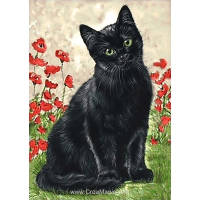 Broderie diamant black kitty - Wizardi