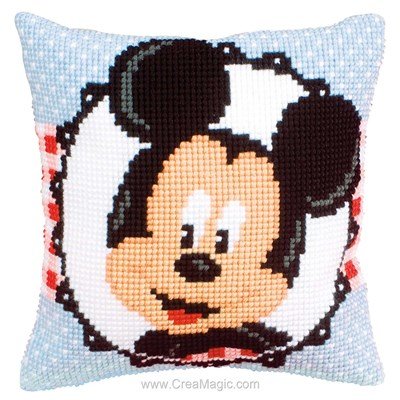 Kit coussin salut mickey de disney au point de croix de Vervaco