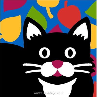 Canevas enfant en kit chat noir joyeux - Margot