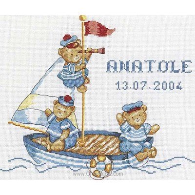 Broderie bébé naissance ours marin de Princesse